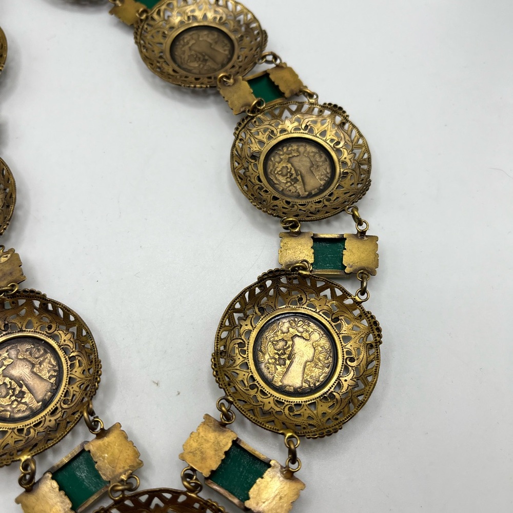 RARE Joseff Of Hollywood Necklace Asian Motif  Faux Chrysoprase 32” long - Picture 12 of 14